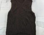 Saks Fifth Avenue Cashmere Sweater Vest Mens Large Brown V Neck Cable Knit - $25.73