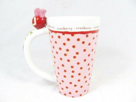 Department 56 Cranberry Pink Red Dots Tall Mug Cup 16 Oz - $20.78