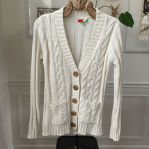 Fervour ModCloth Fisherman Cardigan Sweater Ivory L - $455.32 MXN