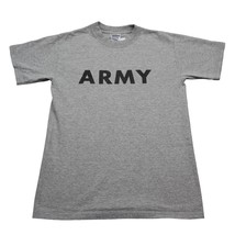 Gildan Shirt Mens S Gray Crew Neck Short Sleeve Army Print Activewear Top - £15.62 GBP