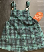 Girls Size 12M Wonder Nation Navy &amp; Green OVERALL Jumper DRESS New - $8.07 CAD