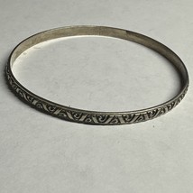 925 Sterling Silver Vintage Striped and Swirl Bangle Bracelet 7 3/4&quot; - $79.00