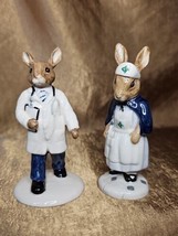 Royal Doulton Doctor and Nurse Bunnykins Figurines Set  DB074B DB181 Vintage - £84.15 GBP