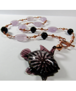 Copper &amp; Purple Paperweight Glass Fish Toggle Clasp Artisan Necklace  - $34.36