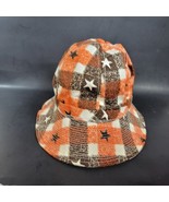 Vintage Fun Outdoors 70s Camp Bucket Hat Plaid Star Orange Brown Size La... - €33,14 EUR