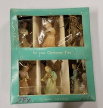 6 Vintage Angel Musicians Christmas Ornaments Hong Kong Ara Plastics 1781 - £11.93 GBP