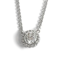 Authenticity Guarantee 
Round Halo Diamond Pendant Necklace 14K White Gold, 1... - £2,289.49 GBP