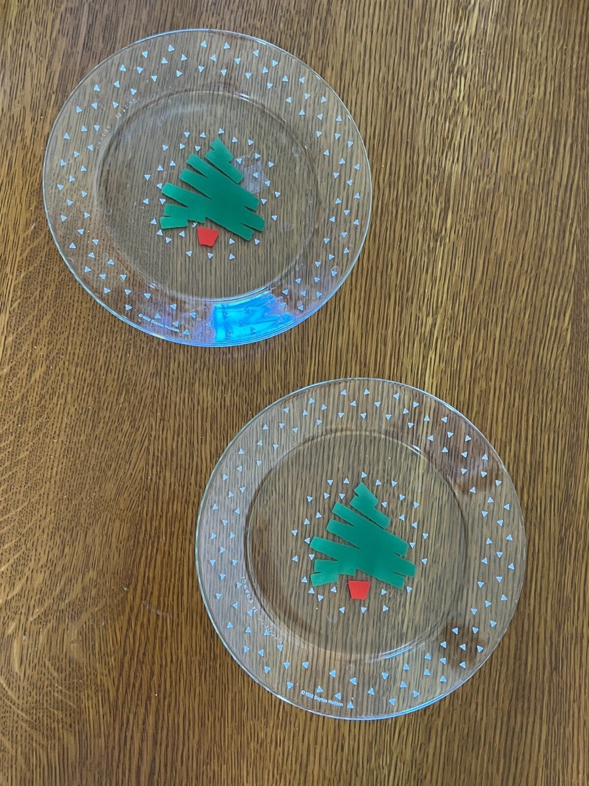 Primary image for Vintage Lot of Dayton Hudson 1988 Clear Glass w Abstract Christmas Tree Salad 
