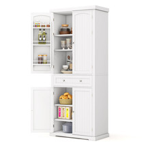Freestanding 72&quot; Kitchen Pantry Cabinet 4 Doors Storage Cupboard Shelves... - £386.87 GBP