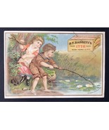 Antique Victorian Trade Card B.T. Babbitt&#39;s Soap Children Fishing Hatch ... - £9.44 GBP