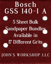 Bosch GSS 140-1 A - 1/4 Sheet - 17 Grits - No-Slip - 5 Sandpaper Bulk Bu... - $4.99