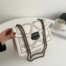 New Fashion Rivet ChaShoulder Bags for Women Solid Color PU Leather Crossbody Pu - £27.54 GBP