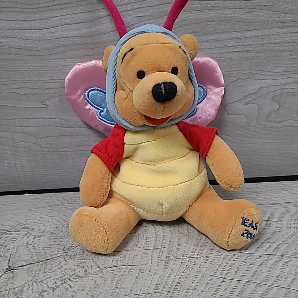 Butterfly Pooh Disney Store Mini Bean Bag 8” Winnie the Pooh Easter 2000 No Tag - £7.42 GBP
