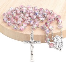 8mm Rosebud Flower Lampwork Glass Beads Handmade Rose Rosary - £12.66 GBP