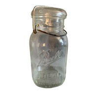 Blue Ball Ideal Mason Clear Canning Jar Quart with Metal Bail and Lid 5D - £11.64 GBP