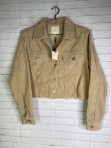TGLA Beige Corduroy Cropped Crop Button Front Ribbed Jacket NEW Womens S... - £27.09 GBP