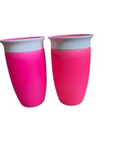 Munchkin 360 Sippy Cups Lot of 2 Pink White Toddler Cup Spill Proof 10oz - $12.24