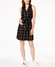 allbrand365 designer Womens Sleeveless Plaid Shirt Dress,Black Essential Size 16 - $88.61