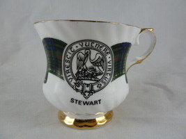 Elizabethan fine bone china England Scotish surname Stewart cup Tartan ribbon de - £7.72 GBP