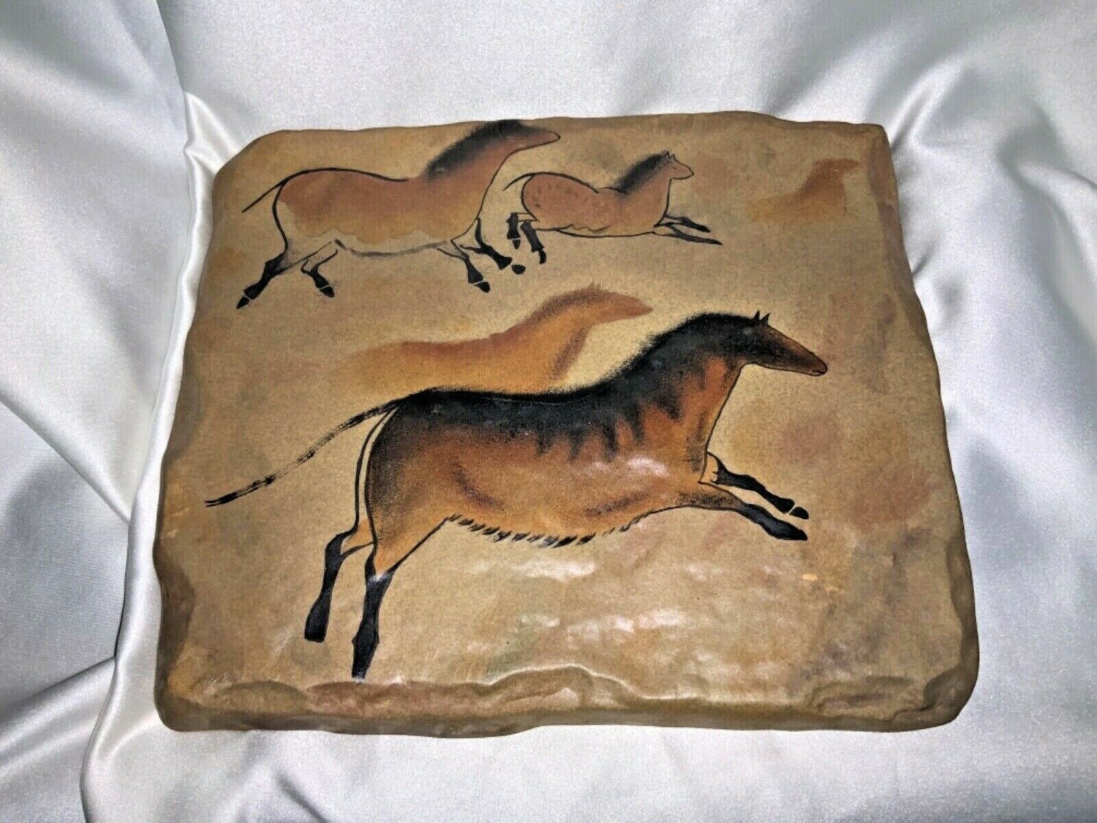1999 Bradford Exchange The Dawn of Man Running Horses Stone Tile Wall Plaque - $35.00