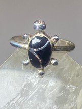 Turtle ring onyx southwest sterling silver women girls b - £23.74 GBP