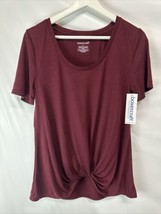 Boxercraft Burgundy Soft Rayon Tee T shirt Drop Short Sleeve Twist Front NEW L - £15.26 GBP