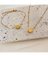 18K Gold-Filled Love Heart Bracelet &amp; Pendant Necklace Set Women Gift - $62.26 CAD