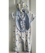 NWT Baby GAP Boy&#39;s Blue Hippo One Piece Short Sleeve Hat Bib Set Size 3-... - £62.93 GBP