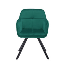 Tufted Green And Black Velvet and Metal Dining Arm Chair - $217.49