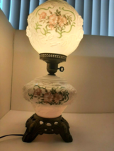 VTG 3 Way Gone with the Wind Hurricane Double Globe Lamp Summer Roses Parlor Big - £196.56 GBP