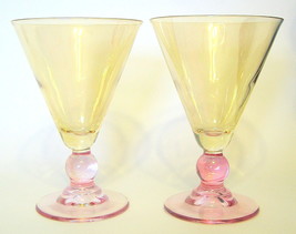 Cocktail Glasses 2 Piece Set 5 3/4 inches Burgandy and Gold - £14.15 GBP