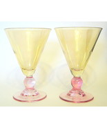 Cocktail Glasses 2 Piece Set 5 3/4 inches Burgandy and Gold - £14.07 GBP