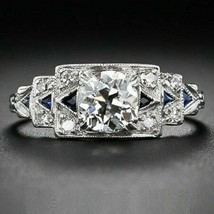 1.4CT Diamanti Finti Vintage Art Déco Antico Fidanzamento Ring Argento Sterling - $138.00