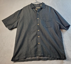 Batik Bay Shirt Men Size Large Gray Rayon Short Sleeve Pocket Collar Button Down - £13.26 GBP