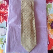 NWT VTG Kolte Textured Diamond Print Gold Blue Detail Neck Tie Handmade in Italy - £45.07 GBP