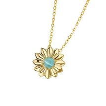 Blue Opal Sunflower Necklace For Women Stainless Steel You Are My Sunshi... - $25.00