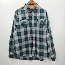 Under Armour Green Plaid Elbow Patch Button Lovesleeve Utility Shirt Large - $39.00