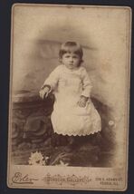 STUDIO CABINET CARD PHOTO * Erler SUNBEAM GALLERY Peoria ILL Toddler on ... - $9.95