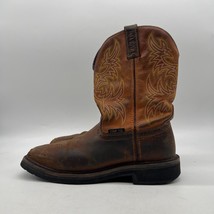 Justin Boot Stampede WK4812 Mens Brown Leather Western Work Boots Size 8.5 D - £62.63 GBP