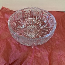Vintage Cut Crystal Rose Star Pattern Footed Centerpiece Bowl HEAVY 8&quot; I... - $35.39