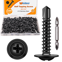 200Pcs #8×3/4&quot; Self Tapping Screws, 410 Stainless Steel, Black Oxide - €11,59 EUR