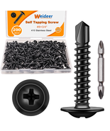 200Pcs #8×3/4&quot; Self Tapping Screws, 410 Stainless Steel, Black Oxide - $13.53