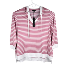 Jane + Delancey Womens Top Hoodie 1X Pink White Stripes New - £23.12 GBP