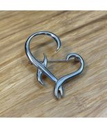 Vintage Silver Tone Heart Brooch Pin Estate Fashion Jewelry KG JD - €10,31 EUR