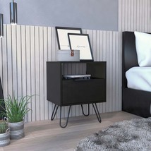 Augusta Nightstand w/ Cabinet &amp; Hairpin Legs - Black - $113.99