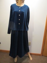 Diane Von Furstenberg Color Authority Maxi Dress Suit Velour Blue 1X Vintage Ex - £24.01 GBP