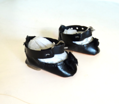 Vintage 1950&#39;s Mary Hoyer Black Shiney OIlcloth Ankle Strap Shoes for 14&quot; Doll - £26.37 GBP