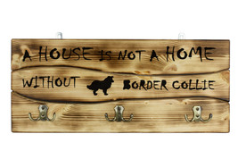 Border Collie, a wooden wall peg, hanger with the picture of a dog and the words - £40.75 GBP