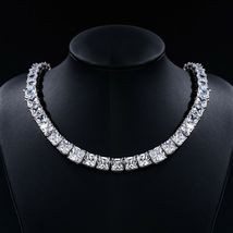 20Ct Princess Cut Simulated Diamond 925 Silver Gold Plated Tennis Necklace 18&quot; - £249.19 GBP