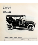 1908 George Pierce Great Arrow Print Catalog Advertisement Automobilia F14E - $39.99